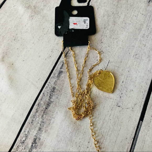 New 💗 AREA STARS Gold-tone Layered Chain Heart Pendant Necklace - Picture 4 of 5